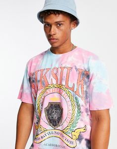 T-shirt by SikSilk Part of a set Shorts sold separately Tie-dye design Crew neck Chest print Oversized fit Spring Tie Dye T-shirt For Loungewear, Oversized Tie Dye Tops With Letter Print, Pink All Over Print T-shirt For Spring, Trendy Printed Tie Dye Tops, Tie Dye Tops For Summer Streetwear, Oversized Tie Dye T-shirt With Graphic Print, Tie Dye Letter Print Tops For Streetwear, Casual Tie-dye T-shirt With Graffiti Print, Casual Tie Dye T-shirt With Graffiti Print