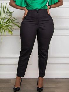 Office Dress Pants With Pockets, Spring Office Lady Business Casual Bottoms, Spring Business Casual Office Bottoms, Solid Ankle-length Pants For Work, Spring Office Lady Bottoms For Business Casual, Solid Ankle-length Work Pants, Spring Office Lady Workwear Bottoms, Straight Leg Work Pants For Office In Spring, Straight Leg Work Pants For Spring Office Wear