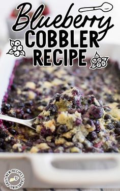 blueberry cobbler recipe in a casserole dish