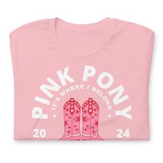 This t-shirt is everything you've dreamed of and more. It feels soft and lightweight, with the right amount of stretch. It's comfortable and flattering for all. Perfect for wearing to Chappell Roan concert, or to show all of your friends that you are her biggest fan! Shirt includes song lyrics from Pink Pony Club. I dare you to try and stop singing it in your head now. * 100% combed and ring-spun cotton (Heather colors contain polyester) * Fabric weight: 4.2 oz./yd.² (142 g/m²) * Pre-shrunk fabr Unisex Pink T-shirt With Band Merch, Unisex Pink Band Merch T-shirt, Pink Band Merch T-shirt With Custom Print, Fitted Crew Neck T-shirt For Music Festivals, Pink Pony Club, Pony Club, Chappell Roan, Concert Tees, Concert Outfit