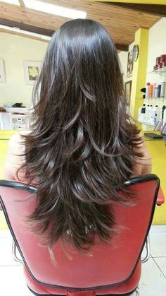 #hair #hairstyles Choppy Butterfly Haircut, Haircut Wispy Layers, Wolfcut Hair Long Layers, Spiky Layered Hair Long, 40 Tattoos For Women, 80s Long Layered Hair, Heavy Layered Shag, Dark Brown Shaggy Long Hair, Shorter Layers On Long Hair