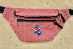 "Kynd Bags Fanny Pack with \"Pink Rollerskate\" for sale! Kynd Bag Descriptions: Material: Corduroy Design: Pink Rollerskate 3 zippers total: 2 located in the front, 1 located in the back Waist size ranges from 27.5\" to 42\" Fits you phone, keys, money, credit cards, headphones, and more! Please feel free to message me with any questions you may have!" Casual Pink Belt Bag For School, Trendy Pink Bag For Streetwear, Trendy Pink Belt Bag With Pockets, Trendy Pink Belt Bag With Zipper Pocket, Bags Pink, Bum Bag, Cute Bag, Waist Bag, Pink Bag