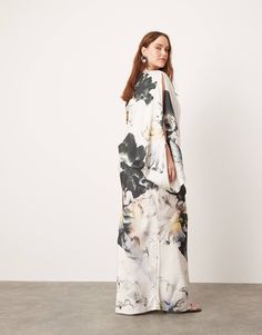 Formal Dresses Graduation, Cocktail Dress Formal, Large Floral Print, Winter Party Dress, Sleeve Maxi Dress, Long Sleeve Floral Dress, Sweaters And Leggings, Satin Slip Dress, Side Split