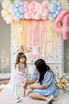 Kara's Party Ideas Four Ever A Princess Birthday Party | Kara's Party Ideas Cakesicles Birthday, Tassel Backdrop, Pastel Balloon Garland, Cake Backdrops, Flower Birthday Party, Bday Decor, 4th Birthday Cakes