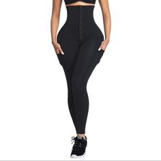 This High Waist Corset Shaper Leggings Can Tighten Your Bottom And Lift Your Butt Instantly, Give You The Figure You Want, Make Your Butts Look Bigger, And More Beautiful Not Only Your Butt And Waist But Also Your Whole Legs. High Waist Design With Targeted Firm Control Reduces Waistline Creating A Slender Feminine Silhouette. Steel Bones And Hooks That Control Rolling Down So It Stays In Place On Your Waist While You Wear It. Perfect For Any Type Of Clothes And Gives You An Hourglass Figure. Black Shaping High Waist Leggings, Black High Waist Shaping Leggings, Black Shaping High-waist Leggings, Black High-waist Shaping Leggings, Black Shaping Yoga Bottoms, High Stretch High-cut Black Pants, High Stretch High Waist Shapewear Pants, Black High Stretch High-cut Leg Pants, Black High-cut Leg High Stretch Pants