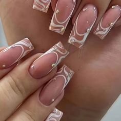 24 Pc Girly Acrylic, Elegant Nail, Nail Trend, Girly Acrylic Nails, Short Square Acrylic Nails, Pearl Nails, Square Acrylic Nails, Minimalist Nails, Nails Coffin