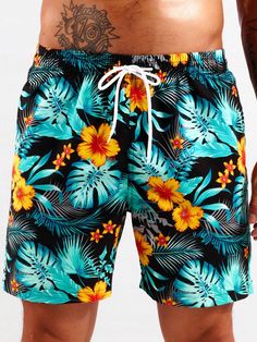 Make a splash this summer in our Tropical Print Swim Trunks With Pocket. Featuring a captivating tropical pattern, these swim trunks offer a fresh and stylish look for your beach adventures. The drawstring and pocket details add functionality, allowing you to adjust the fit and keep your essentials secure. Features: Pattern Type: Tropical, All Over Print Details: Drawstring, Pocket Type: Bottoms Bottom Type: Shorts Fabric: Non-Stretch Composition: 100% Polyester Size Chart(Inch): Size Bottoms Le Summer Swimwear With Tropical Print, Tropical Print Short Swimwear For Summer, Tropical Multicolor Shorts For Pool, Tropical Print Swim Trunks For Summer Beach, Summer Beach Swim Trunks With Tropical Print, Tropical Swim Trunks For Spring Vacation, Tropical Swim Trunks For Vacation In Spring, Summer Vacation Swim Trunks, Tropical Beach Shorts