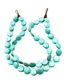 Vintage bead turquoise necklace. Heavy. Beaded Howlite Turquoise Necklace With Round Beads, Turquoise Howlite Necklace With Round Gemstone Beads, Beaded Turquoise Howlite Necklace, Bib Necklaces, Enamel Flower, Pink Beads, Silver Spring, Green Necklace, Flower Necklace