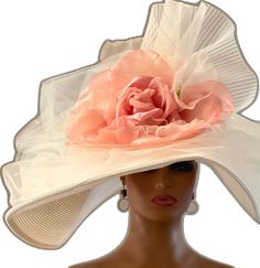 Feminine Fitted Hat With Curved Brim, Feminine Curved Brim Hats For Kentucky Derby, Feminine Short Brim Hat For Kentucky Derby, Chic High Crown Hat For Spring, Fitted Cream Sun Hat For Kentucky Derby, Beige Hats For Spring Races, Feminine Wide Brim Hat For Garden Party, Cream Flat Brim Hat For Royal Ascot, Cream Flat Brim Top Hat For Spring