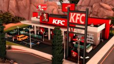 an artist's rendering of a kfc gas station