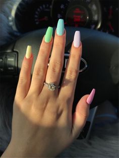 Ombre Acrylic Nails, Colorful Nails, Smink Inspiration, Her Nails, Nails Tumblr, Rainbow Nails, Pastel Nails, Acrylic Nails Coffin