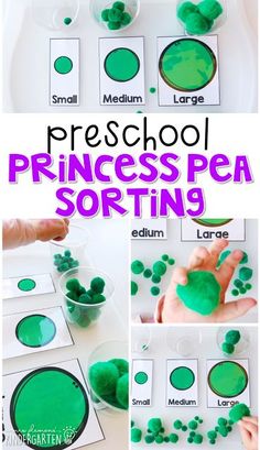 the princess pea sorting activity is fun for kids to do with their hands and feet