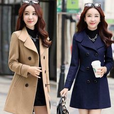 New Fashion Womens Ladies Female Girls Overcoats Outwears Spring Autumn Clothes  Specifications:  Material :   Size:US XXXS XXS XS S M L XL /Asian XS S M L XL XXL XXXL The Tag of The clothes you received  is Marked as Asian Size(Eg : if you Ordered US L=Asian XXL,the tag is XXL) China size is one or two size smaller than US Size please Better note me your height in CM and weight in KG in the order Any problem, contact me for satisfying solution. Reply in 24 hours as time difference. It may have Spring Pea Coat With Stand Collar, Luxury Office Outerwear With Stand Collar, Woolen Coat Woman, Autumn Clothes, Female Girl, Wool Blend Coat, Woolen Coat, Warm Jacket, Winter Coats Jackets