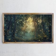 a painting hanging on the wall in front of a white wall