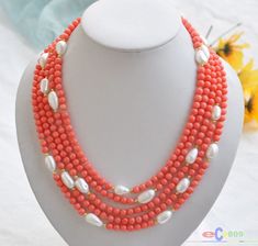 S1540 natural 5row 21" pink coral bead white baroque pearl NECKLACE Gems info Nature coral pearl Jewelry 5row necklace Color white pink Diameter red :6mm pearl:9mmx13mm Figure (see --------> Length 18"~21" (including clasp) Clasp gild clasp Style noblest Condition New Retail Value $350 Packing Beautiful silk pouch Remark The jewelry is the newest design design, compared to a traditional market cheaper price, Best felt relieved, Best kind, Best good serves the shopping experience! Customize You also can customize as your demand, please only email me the style and size! I will offer you wholesale price for your customizing! Shipping & Postage ≤0.5kg To worldwide: shipping mode shipping time shipping fee combine shipping ARL-MAIL about 10~20 business days $10 $3 EMS about 7 business days can White Baroque Pearl Necklace, Red Coral Necklace, Baroque Pearl Necklace, Coral Necklace, Coral Beads, Gold Jewelry Fashion, Fashion Jewelry Necklaces, Baroque Pearls, Pearl Jewelry