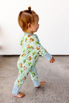 Pre-order: Shipping starts the week of August 7th Product Details: PRINT: Tree House Tea Party Two-way zippers that make diaper and clothing changing a breeze ANTI-SKID foot pads for those slippery wood/tile floors EXTRA-ROOM at crotch for diapers MATERIALS: 95% Bamboo from Viscose, 5% Lycra No flame-resistant chemicals used It all starts with: the SOFTEST bamboo viscose material HIGHEST-GRADE yarns to ensure longevity SLOWED-DOWN sewing to ensure craftsmanship ONE-OF-A-KIND prints designed in h Playful Fitted Onesie For Bedtime, Playful Fitted Footie For Bedtime, Fitted Cotton Footie For Playtime, Fitted Footie For Loungewear Spring, Spring Loungewear Footie, Spring Loungewear Fitted Footie, Fitted Green Playful Onesie, Green Fitted Playful Onesie, Playful Green Fitted Onesie