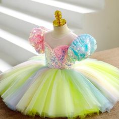 "New With No Tag" Let Your Little One Shine In Our Enchanting Pastel Princess Dress! This Magical Dress Features A Stunning Sequin Bodice With A Beautiful Blend Of Pastel Colors, Creating A Sparkling Effect That's Sure To Delight. The Puff Sleeves Add A Touch Of Fairy-Tale Charm, While The Layered Tulle Skirt Flows Gracefully, Perfect For Twirling. Ideal For Special Occasions, Dress-Up Play, Or As A Unique Gift, This Dress Will Make Any Child Feel Like Royalty. Toddler Christmas Dress, Toddler Party Dress, Rainbow Birthday Party, Dress Christmas, Girl Rainbow, Cute Prom Dresses, Mini Robes, Princess Birthday Party, Birthday Party Dress