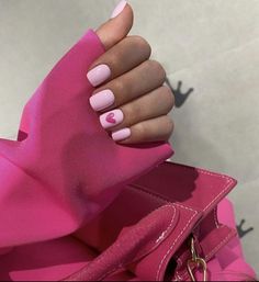 Valentine Nails Pink, Short Pink Nails, Pink Tip Nails, Short Gel Nails, Nagel Tips