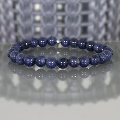 Blue Sapphire Bracelet, September Birthstone Bracelet, Dark Indigo Blue Sapphire, Sapphire Jewelry, Adjustable Sapphire Spiritual Bracelet, Sapphire Lapis Lazuli Bracelets With Round Beads, Sapphire Lapis Lazuli Bracelets As Gift, Spiritual Sapphire Beaded Gemstone Bracelets, Spiritual Sapphire Beaded Bracelets With Natural Stones, Sapphire Lapis Lazuli Beaded Bracelets For Gift, Sapphire Beaded Lapis Lazuli Bracelets For Gifts, Blue Gemstone Beads Minimalist Bracelets, Blue Gemstone Beads Bracelets Perfect As A Gift