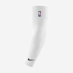 the nike leg sleeves are white with black and red logos on each side, while one has