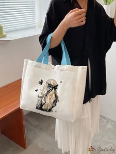 Bird in Bag - Stylish Large Capacity Casual Tote Bag for Womens Daily Use Casual Bucket Canvas Gift Bag, Casual Bucket Canvas Bag Gift Bag, Casual Bucket Canvas Bag For Gifts, Casual Bucket Canvas Bag, Casual Softback Canvas Shopping Bag, Cartoon Bag, Casual Tote Bag, Casual Tote, Bird In Bag