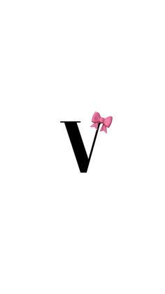 the letter v is made up of two pink flowers on top of it's black letters