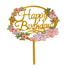 Gold Floral Happy Birthday - Birthday Cake Topper-Ready To List-Bakell Post Package, Birthday Writing, Floral Happy Birthday, Happy Birthday Writing, Lace Cupcakes, Cake Liner, Beautiful Cupcakes, Cupcake Holder, Happy Birthday Cake Topper