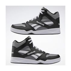 Old-school basketball style inspires these men's shoes. The all-leather upper shows off a court-ready look and feel, while the high top and ballistic mesh collar give them a retro vibe. The sneakers feature a monochromatic color from top to bottom to keep them classic. Shoes Mens Sneakers, Basketball Style, Reebok Royal, School Basketball, Black Pure, Closed Toe Shoes, Reebok Shoes, Round Toe Heels, Men Care