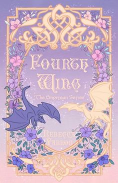 the front cover of an illustrated book, featuring two dragon heads and flowers on it