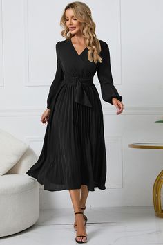 pattern: plainProcess: creasingStyle: HedgingCombination form: single pieceSkirt length: mid-length skirtSkirt type: A-line skirtCollar type: V-neckSleeve type: lantern sleeveSleeve length: long sleevesWaist type: mid-waistPopular elements: lacesSize: S,M,L,XL,XXLPlacket: pullover Size Chart Chest: Place the tape close under the armhole and measure from side seam to side seam. Waist:This is the narrowest part of the waist. Place the tape from side to side directly at the waistline. Hip:Place the Long Sleeve Black Midi Dress, Black Fit And Flare Dress, Floral Embroidery Dress, Estilo Chic, Fashion Decor, Bridesmaid Outfit, Chic Casual, Wedding Dreams, British Indian