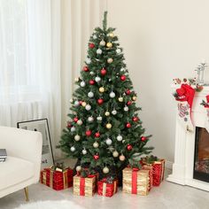 a decorated christmas tree in a living room