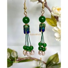 New In Polished And Punky Gift Box Usa Seller Green Jade Style Beaded Dangle Earrings - A Perfect Blend Of Elegance And Charm. These Earrings Strike The Perfect Balance, Not Too Big And Not Too Small, Gracefully Accentuating Your Features Without Overwhelming Your Look. Crafted With Attention To Detail, The Stunningly Green And Blue Ornate Design Showcases The Timeless Beauty Of The Green Jade Like Beads And Gold Petite Beads Reflecting The Rich Cultural Heritage Of The Orient. The Earrings Come Jade Beaded Dangle Earrings For Gift, Jade Beaded Earrings As Gift, Jade Beaded Earrings With Ear Wire For Gifts, Jade Beaded Earrings With Ear Wire As Gift, Adjustable Jade Beaded Earrings As A Gift, Handmade Blue Pearl Earrings For Gift, Green Dangle Pearl Earrings For Pierced Ears, Multicolor Pearl Earrings As A Gift, Multicolor Pearl Earrings Set As A Gift