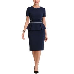 This women bodycon dressis elegant and professional style, shows your unique personal charm and produces a slimming visual effect. Ruffles peplum detail at waiston the business dress can draw out the leg and charming looks in the office. Perfect for casual indoor daily wear and outdoor business activities like work, office, interview, meeting, formal occasion wear and so on. Pair withhigh heel and handbag for an elegant and urban chic lady outfit. Measurement (in inches) International Size------ Short Sleeve Bodycon Dress, Womens Sheath Dress, Office Dresses For Women, Work Dresses For Women, Women Bodycon Dress, Houndstooth Dress, Beautiful Dresses For Women, Professional Dresses, Work Wear Women