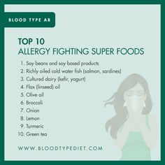 Top 10 Allergy Fighting Super Foods for Blood Type AB Ab Blood Type Diet, Food For Blood Type, Ab Blood Type, Ab Diet, Blood Type Diet, Blood Groups, Blood Type, Body Hacks, Natural Therapy