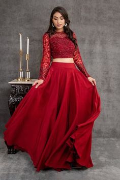 Shop for Sunita Bhandari Viscose Crepe Sequin Embroidered Blouse And Lehenga Set for Women Online at Aza Fashions Cancan Lehenga, Padded Blouse, Sequin Blouse, Sequin Embroidery, Pattern Embroidery, Sequins Embroidery, Embroidered Blouse, Set For Women, Aza Fashion