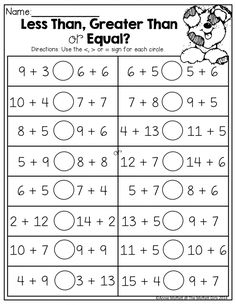 a worksheet for addition to numbers that are less than 1, greater than equal