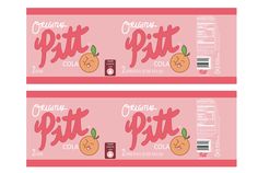 two pink candy bar wrappers with oranges on them