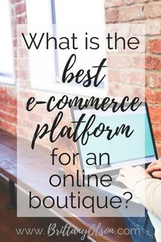 a person sitting on a bench with a laptop in their lap and the words what is the best e - commerce platform for an online boutique?