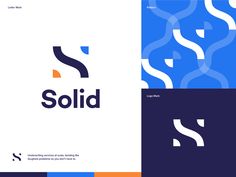 the logo for solid is shown in three different colors and shapes, including blue, orange, and white