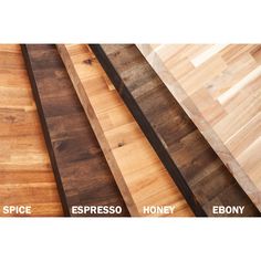 the different types of wood flooring are shown in this image, and there is no description