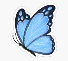 a blue butterfly with white spots on its wings