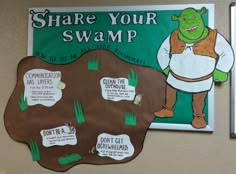 a sign on the wall that says share your swamp with information about what it is