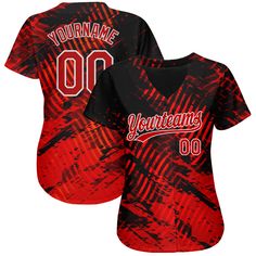 Custom Black Red-White 3D Pattern Design Authentic Baseball Jersey Red Baseball Jersey With Letter Print For Sports, Red Baseball Jersey With Team Name, Red Baseball Jersey With Team Name And Baseball Collar, Customizable Red Baseball Jersey For Fans, Red Cotton Baseball Jersey, Custom Sportswear, Custom Baseball Jersey, Blue Football, Custom Fans