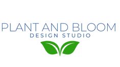 the logo for plant and bloom design studio, which is located in front of a white background