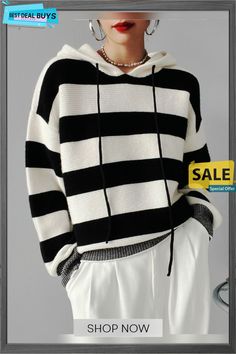 Long Sleeve Hoodie Striped Daily Simple Sweater Striped Sweatshirt With Ribbed Cuffs For Winter, Striped Long Sleeve Sweatshirt For Winter, Striped Winter Sweatshirt With Ribbed Cuffs, Casual Striped Hoodie With Drawstring Hood, Casual Striped Hoodie With Ribbed Cuffs, Striped Long Sleeve Hoodie For Fall, Striped Sweatshirt For Fall Streetwear, Striped Hooded Tops For Fall, Casual Striped Winter Hoodie