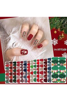 Tree Nail Art, Snow Pattern, Christmas Nail Stickers, Tree Nails, Holiday Nail Designs, Nail Stickers Decals, Nail Polish Stickers, Diy Nail Designs