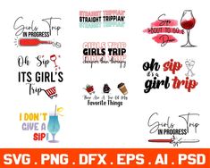 some type of stickers that are on a white background with the words girls trip