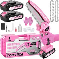 ad eBay - Find many great new & used options and get the best deals for Mini Chainsaw 6-Inch Battery Powered - Pink Cordless Electric Handheld... at the best online prices at eBay! Free shipping for many products! Small Chainsaw, Power Chain, Chainsaw Reviews, Pink Tools, Mini Chainsaw, Cordless Chainsaw, Electric Chainsaw, Electric Saw, Carpentry Diy