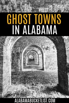 the cover of ghost towns in alabama, with an old brick tunnel leading into it