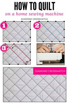 the instructions for how to quilt on a diamond cross stitch machine with pictures and text below